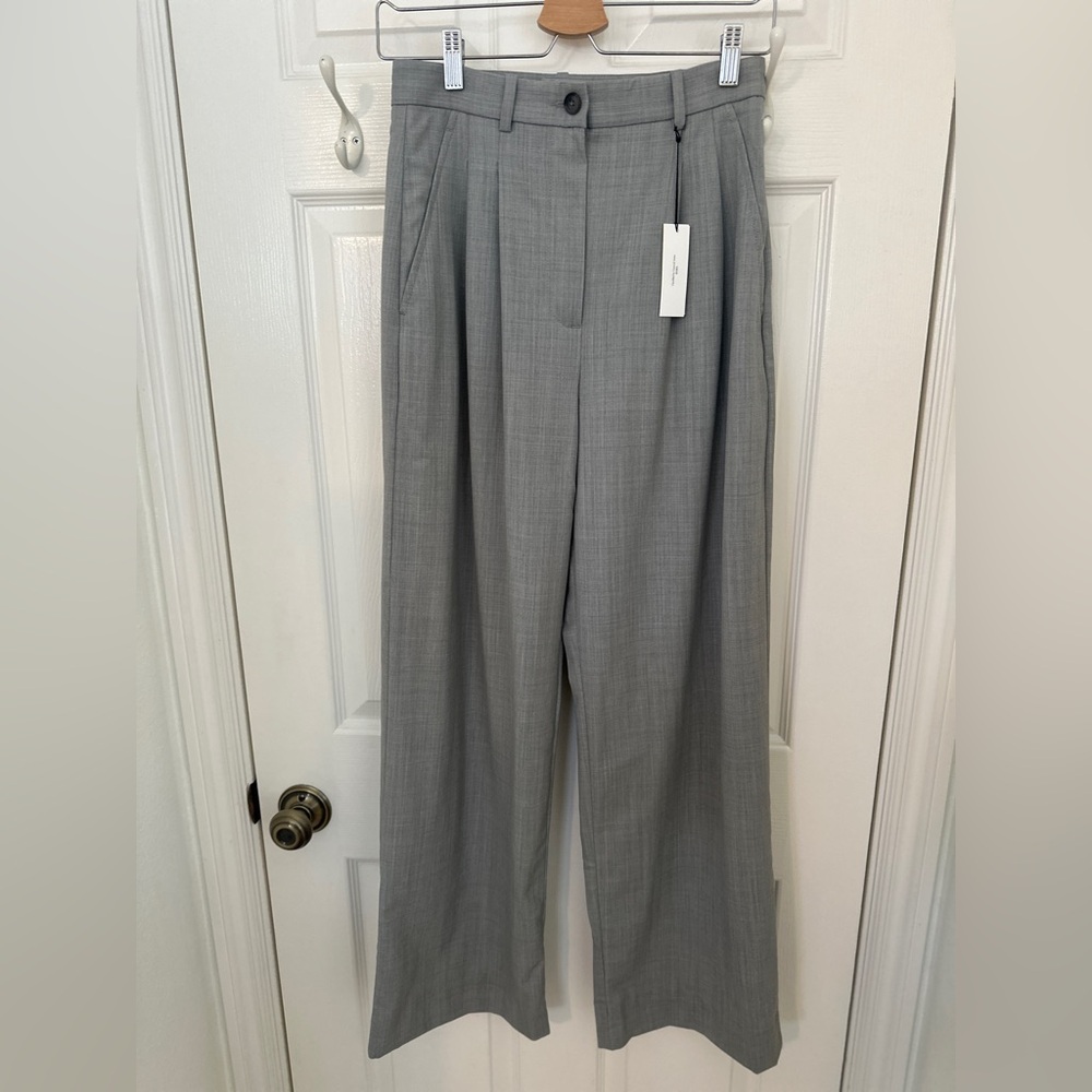 Banana Republic Soho High Rise Light Gray Wide-Leg Suit Trousers - Italian Wool